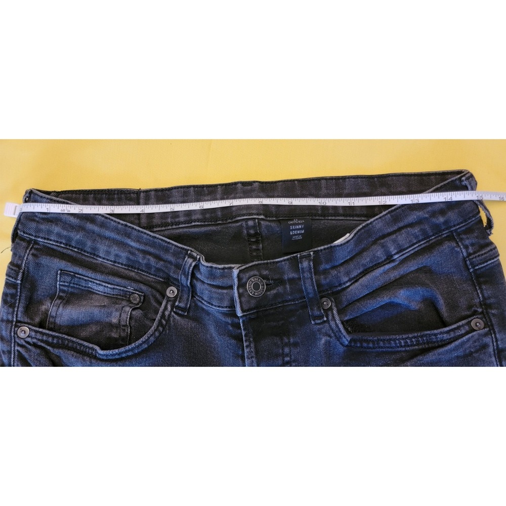 H&M Men's Black Skinny Jeans 32" Distressed Ripped Denim Streetwear Grunge Strch - Picture 13 of 16